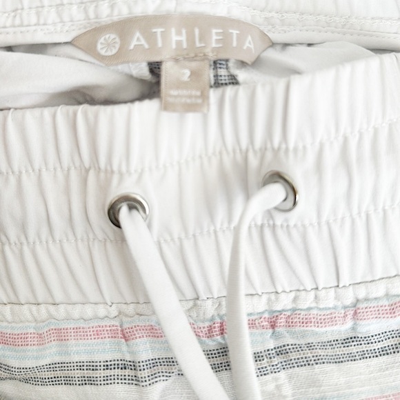 Athleta Cabo Beachside Striped Linen Athletic Athleisure Shorts 2 - Picture 10 of 11